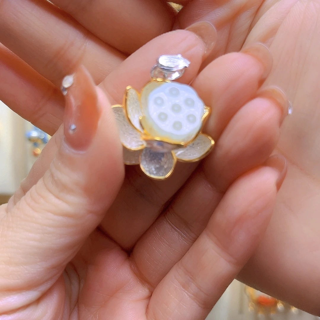 和田玉银S925镀金镶嵌颈饰