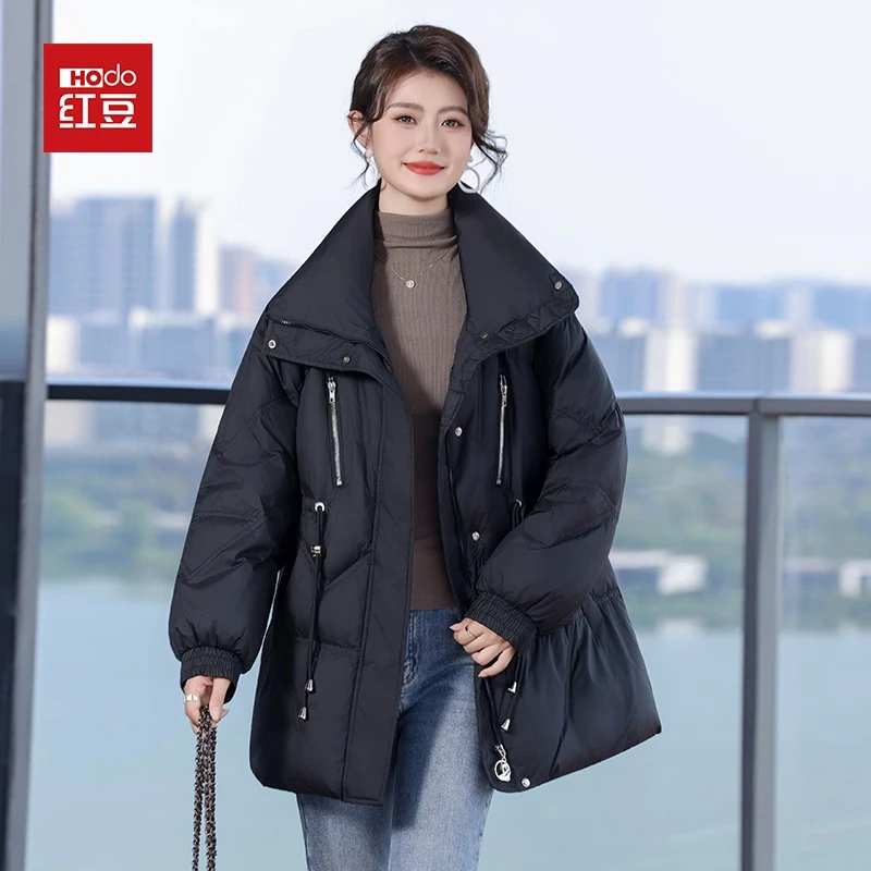 Hodo/红豆羽绒服女冬季新款中长款加厚连帽气质保暖时尚外套2023