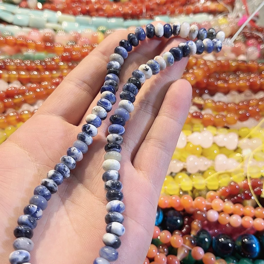 玛瑙/玉髓合金珠宝半成品红*子蓝纹一条8mm