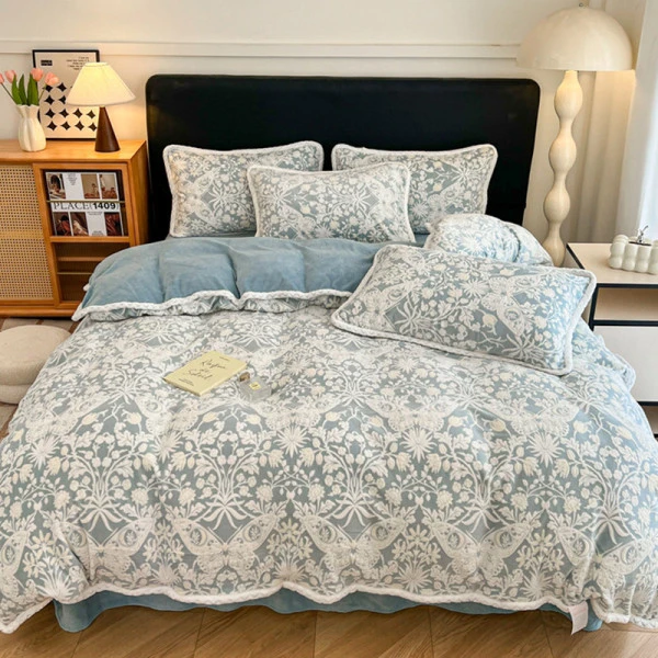 A类牛奶绒立体雕花四件套-化蝶