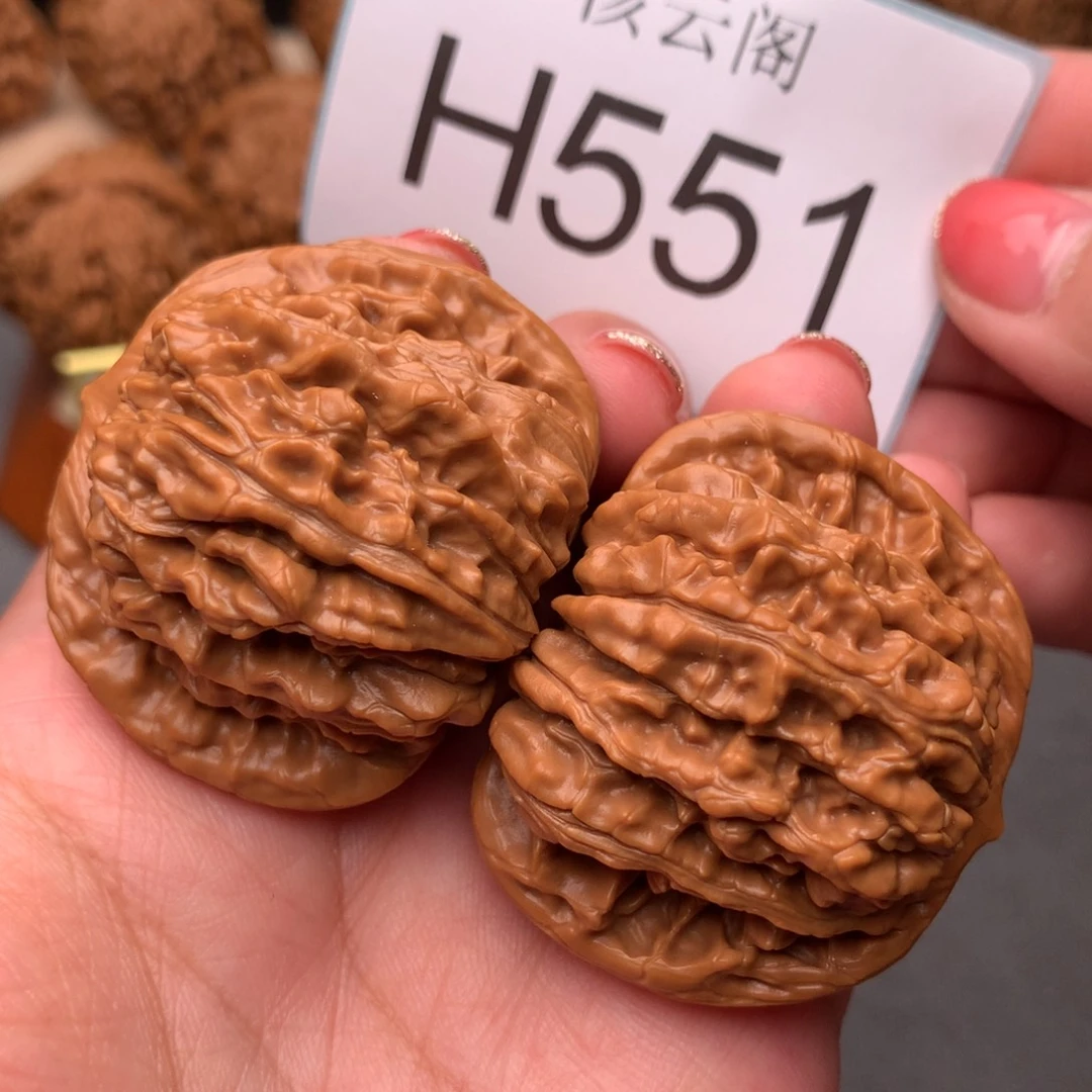 文玩核桃把件43.5边肚同尺红皮四座楼精对