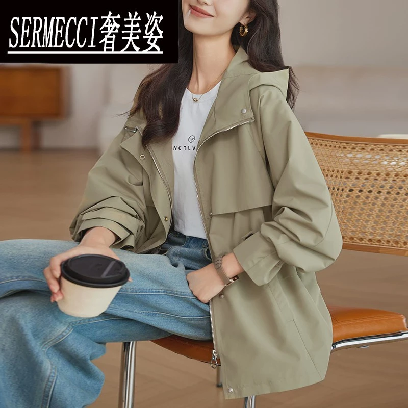 风衣外套女中长款2025春秋新款中年妈妈洋气薄款收腰显瘦春季上衣