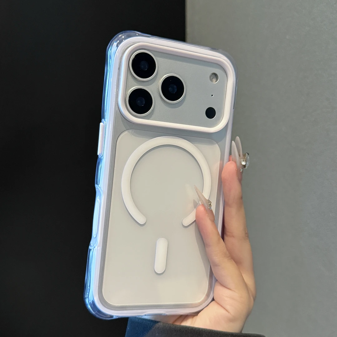 果冻透明磁吸四角防摔适用于苹果iPhone17promax手机壳自带镜头膜