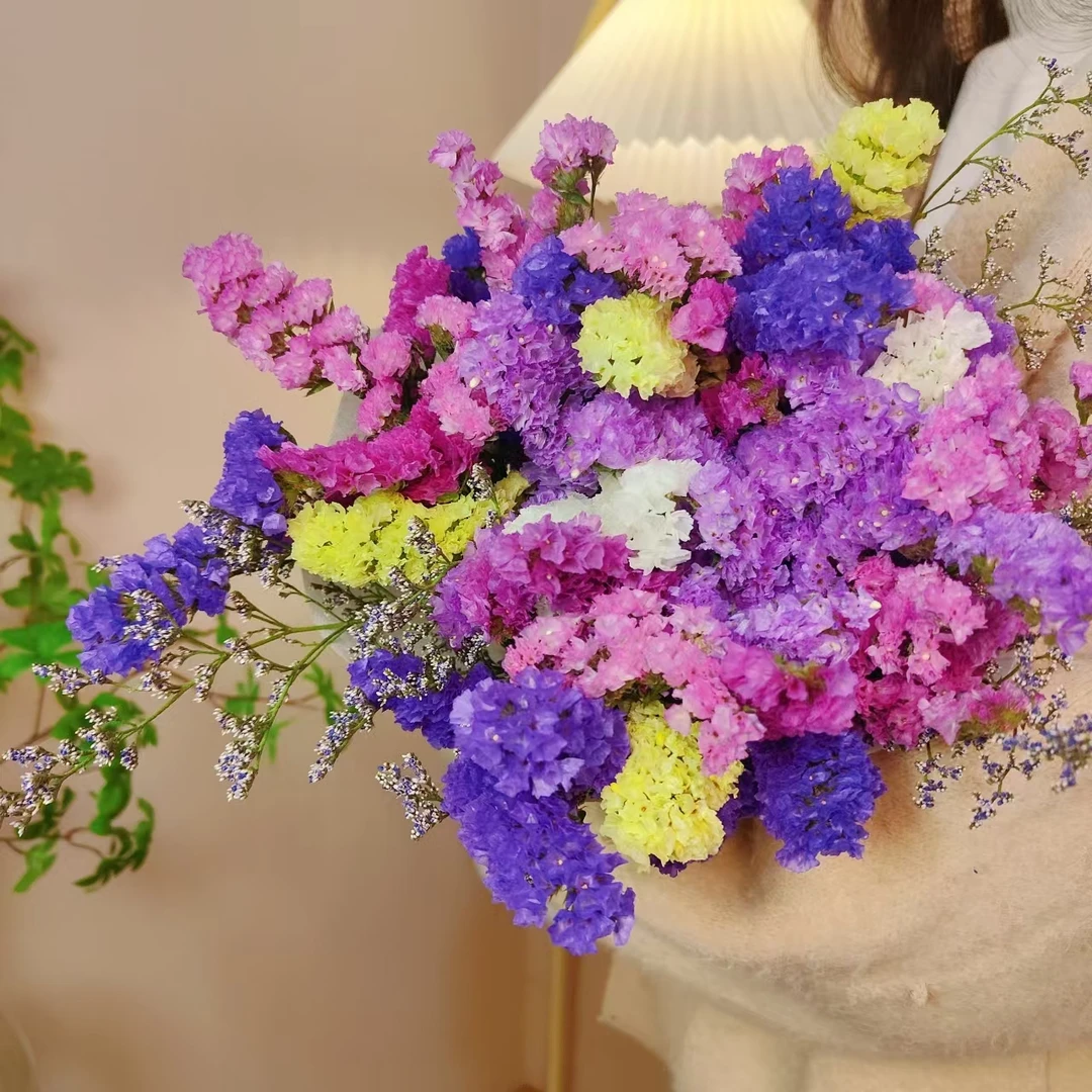 云南干花花束勿忘我满天星批发客厅摆件摆设大束真花送人生日礼物
