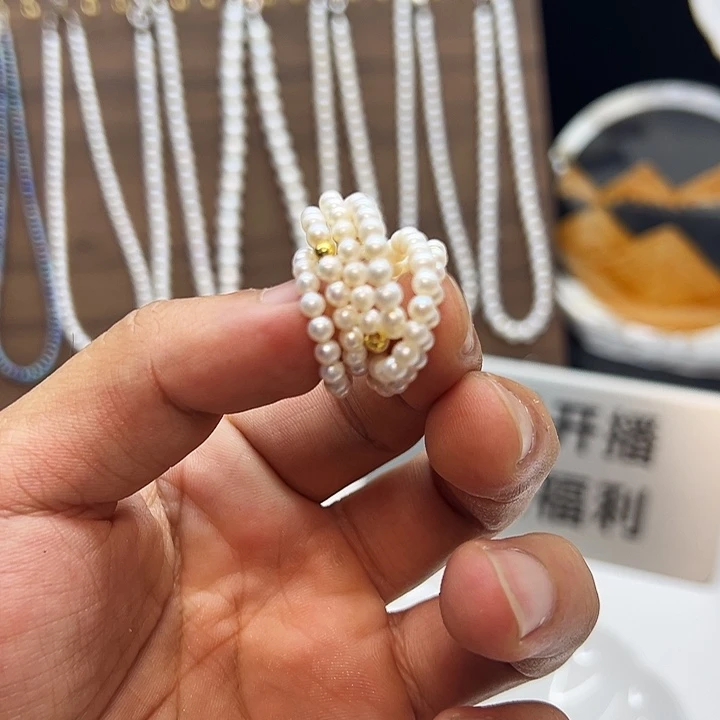 银S925镶嵌戒指淡水珍珠