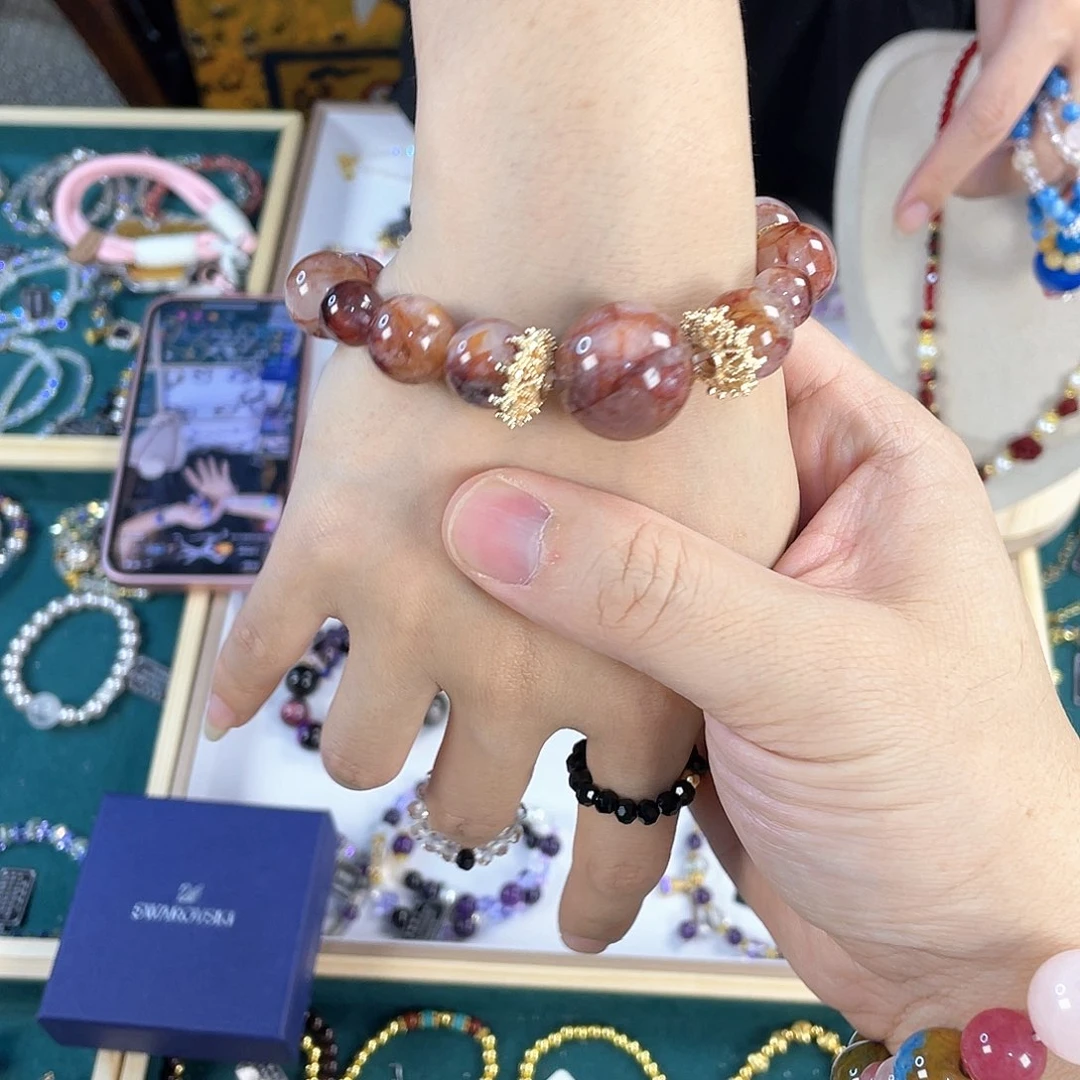 水晶手链银S925镀金镶嵌