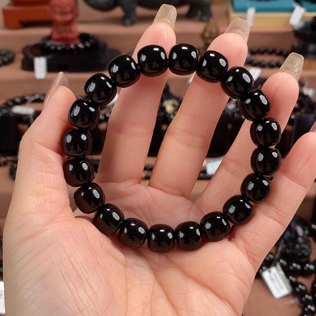 和田玉未镶嵌手链11又黑又细