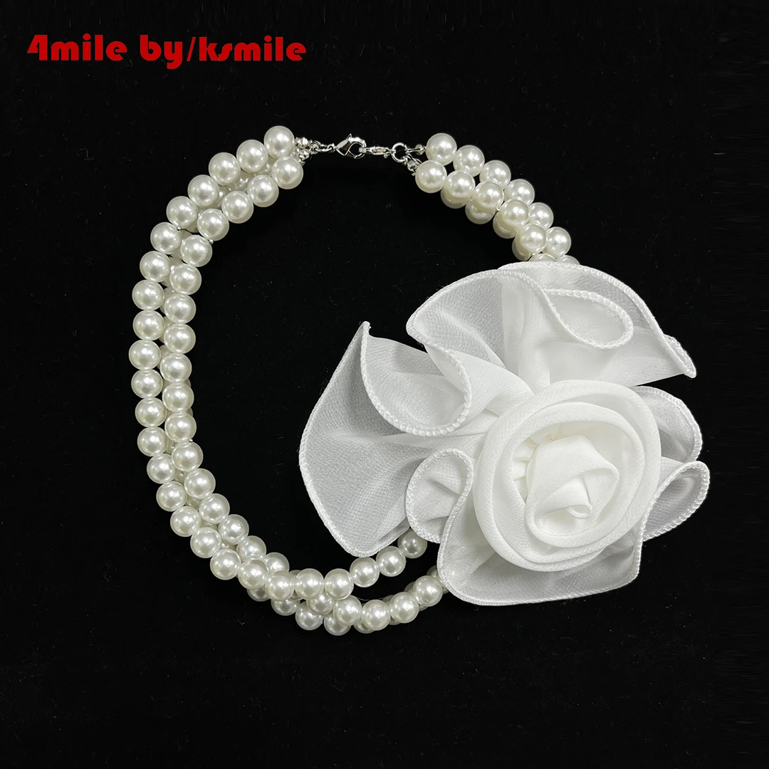 4MILE BY KSMILE【积分兑换】白色花朵珠珠颈链