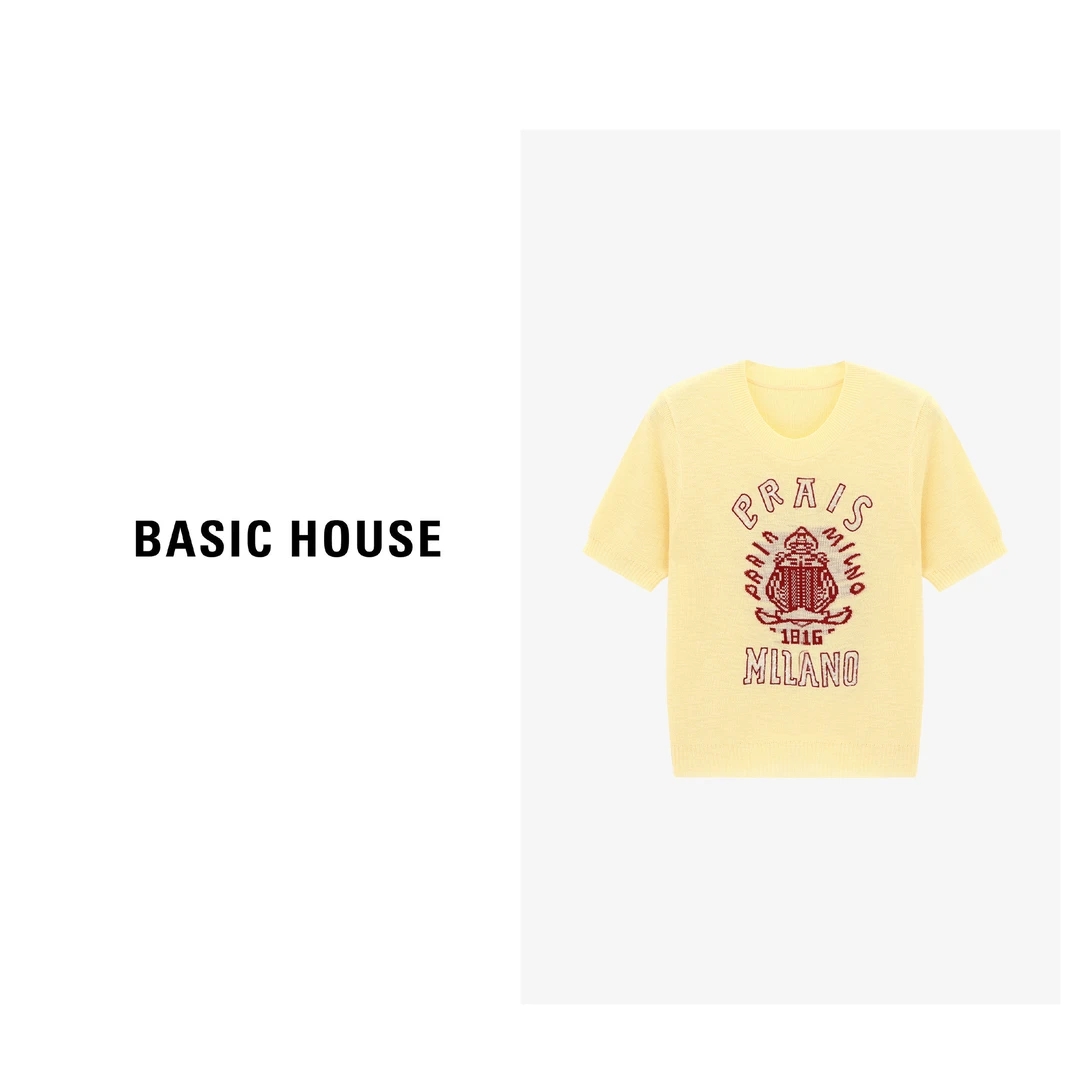 Basic House/百家好夏季新款休闲时尚百搭宽松T恤-B0625H5L232