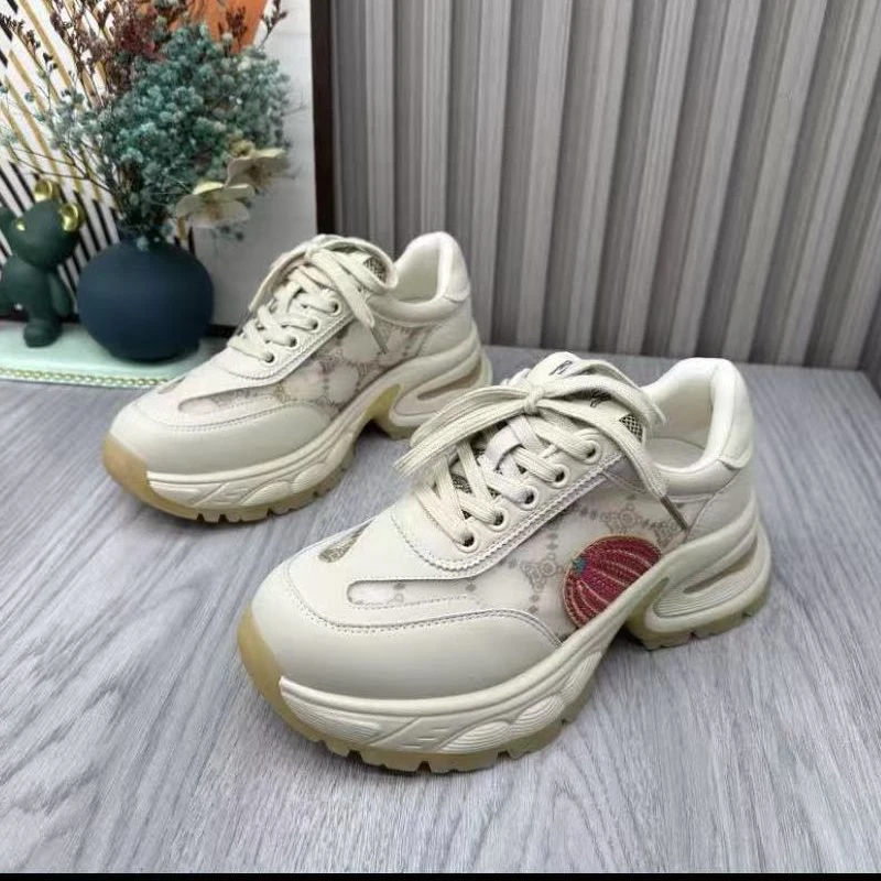 2025夏季新款真皮女鞋厚底系带休闲舒适女老爹鞋5D4-4300