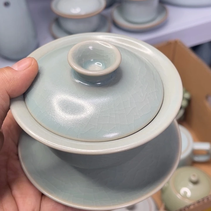 咸***鱼汝州原矿原釉微瑕盖碗