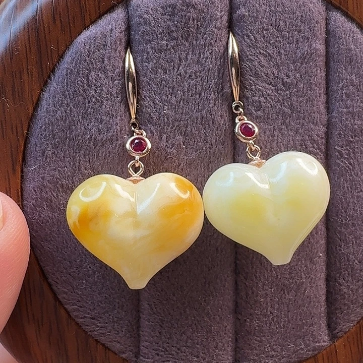 琥珀未镶嵌耳饰琥珀耳饰