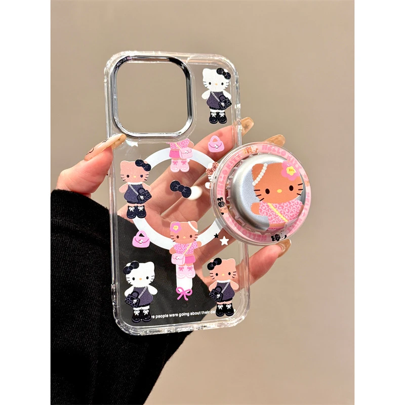 适用苹果iphone16promax猫咪贴纸15pro创意14支架13磁吸ins手机壳