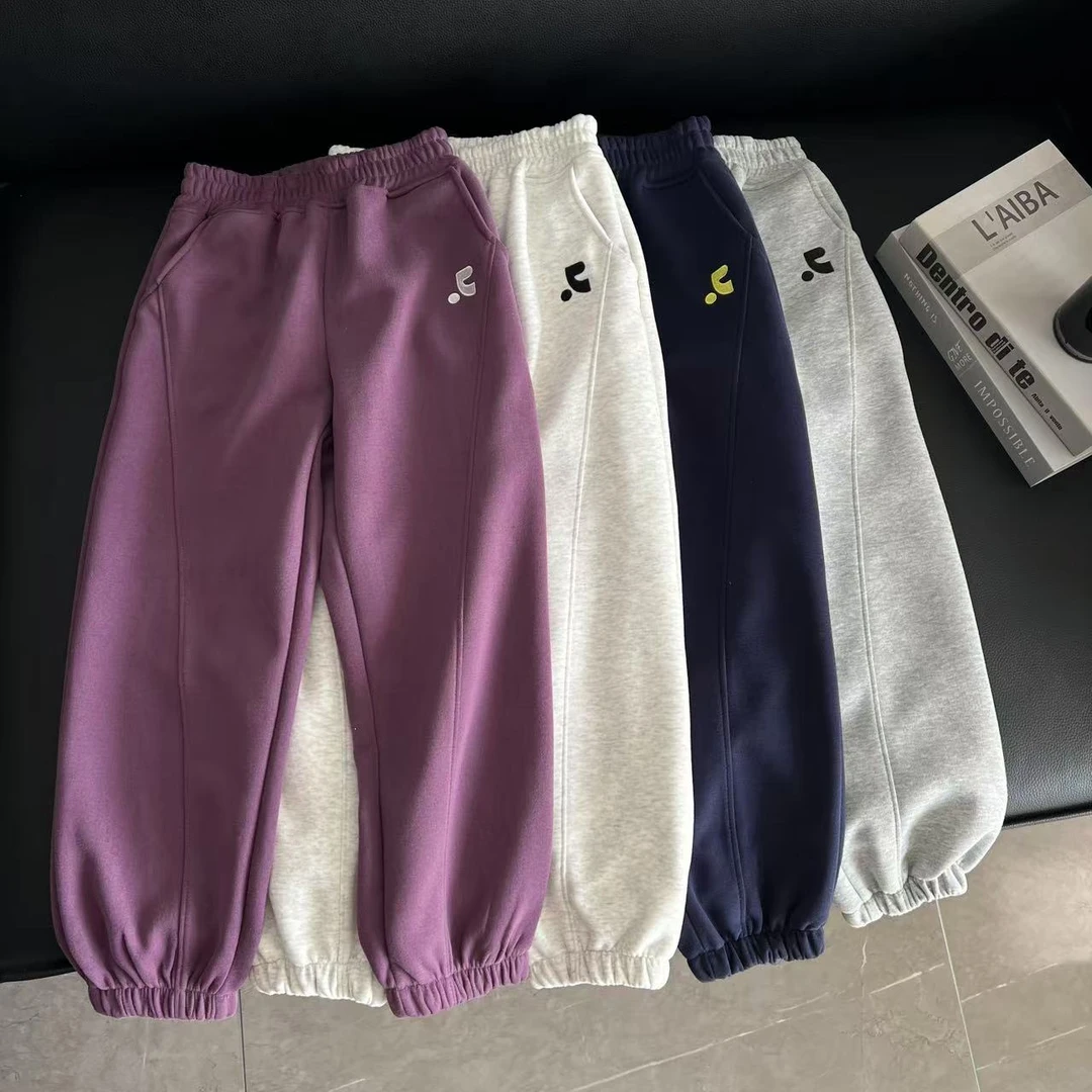 春季新款儿童卫裤休闲舒适中大童束脚裤男女宽松长裤【R裤子】