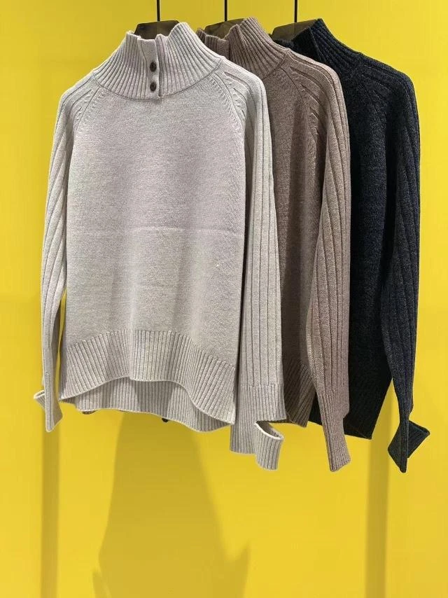 立领厚款常规款针织宽松型衫长袖打底衫网红百搭BSQ-5Y5752