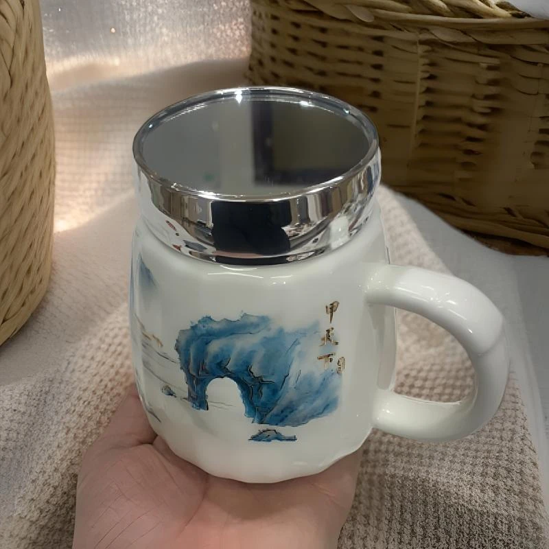 陶瓷山水甲天下办公杯泡茶杯优雅实用办公杯21