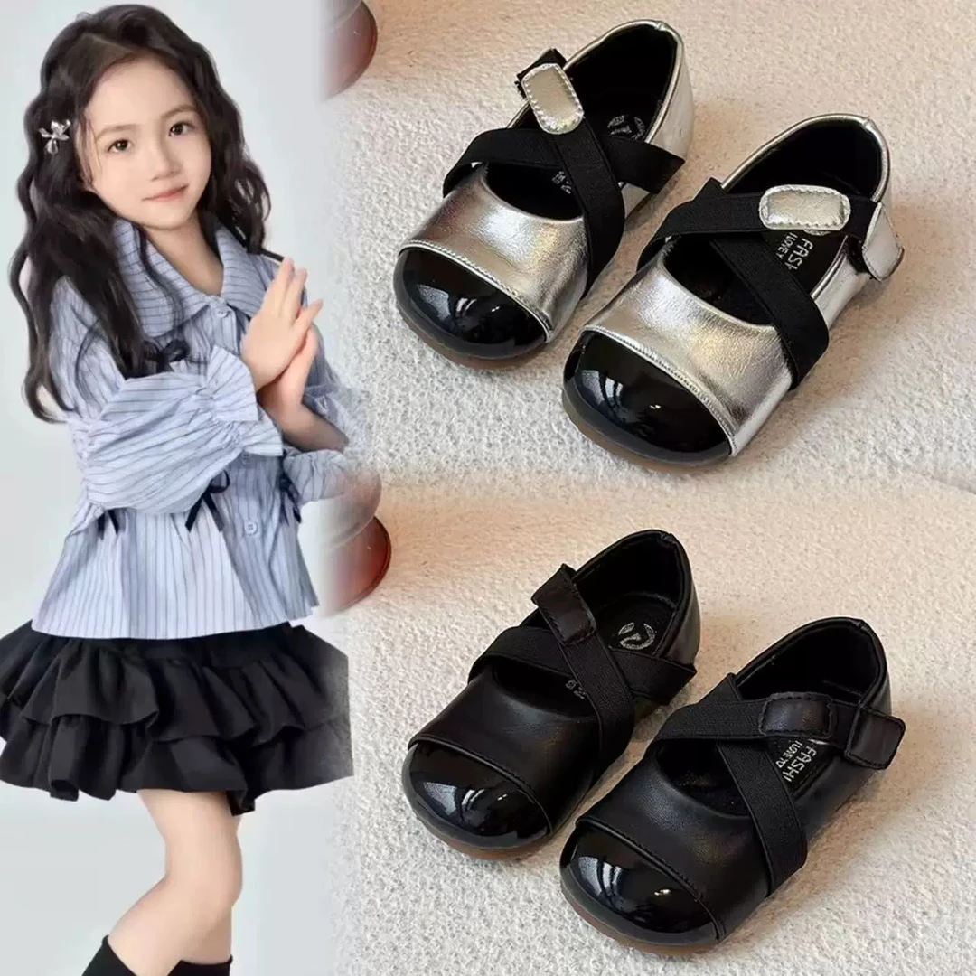 女童皮鞋2025春秋新款儿童鞋子银色小女孩公主软底玛丽珍宝宝单鞋