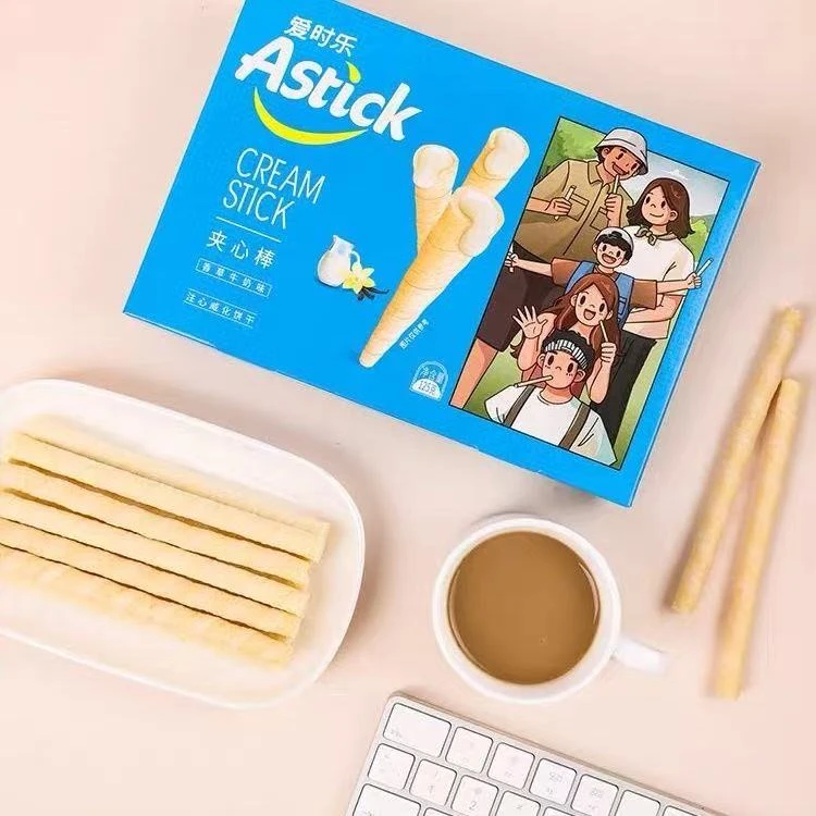 25年11月2号到期爱时乐巧克力味香草味夹心棒注心威化饼干125g