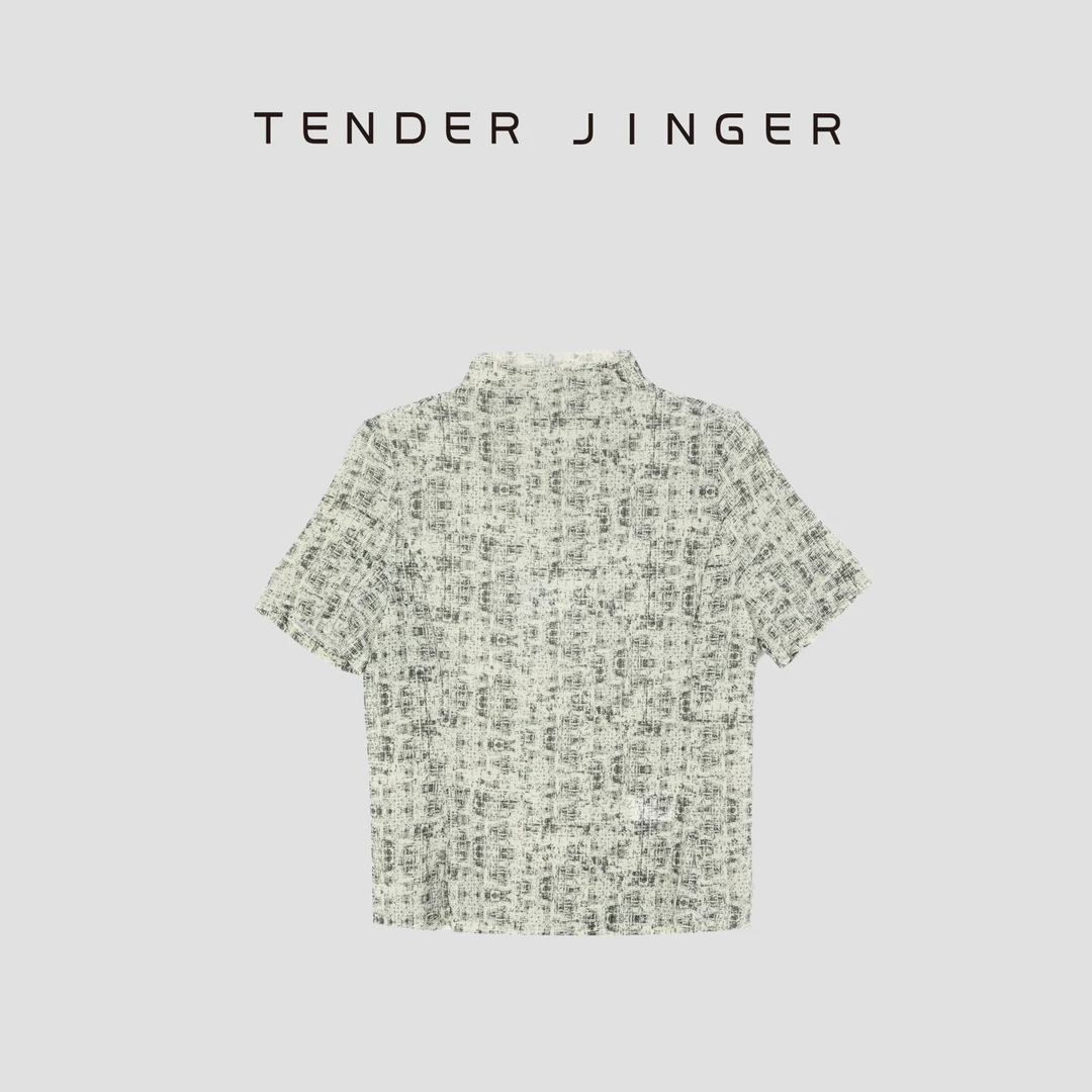 Tender Jinger【疯狂星期三】半高领显瘦气质短袖T52TG80971