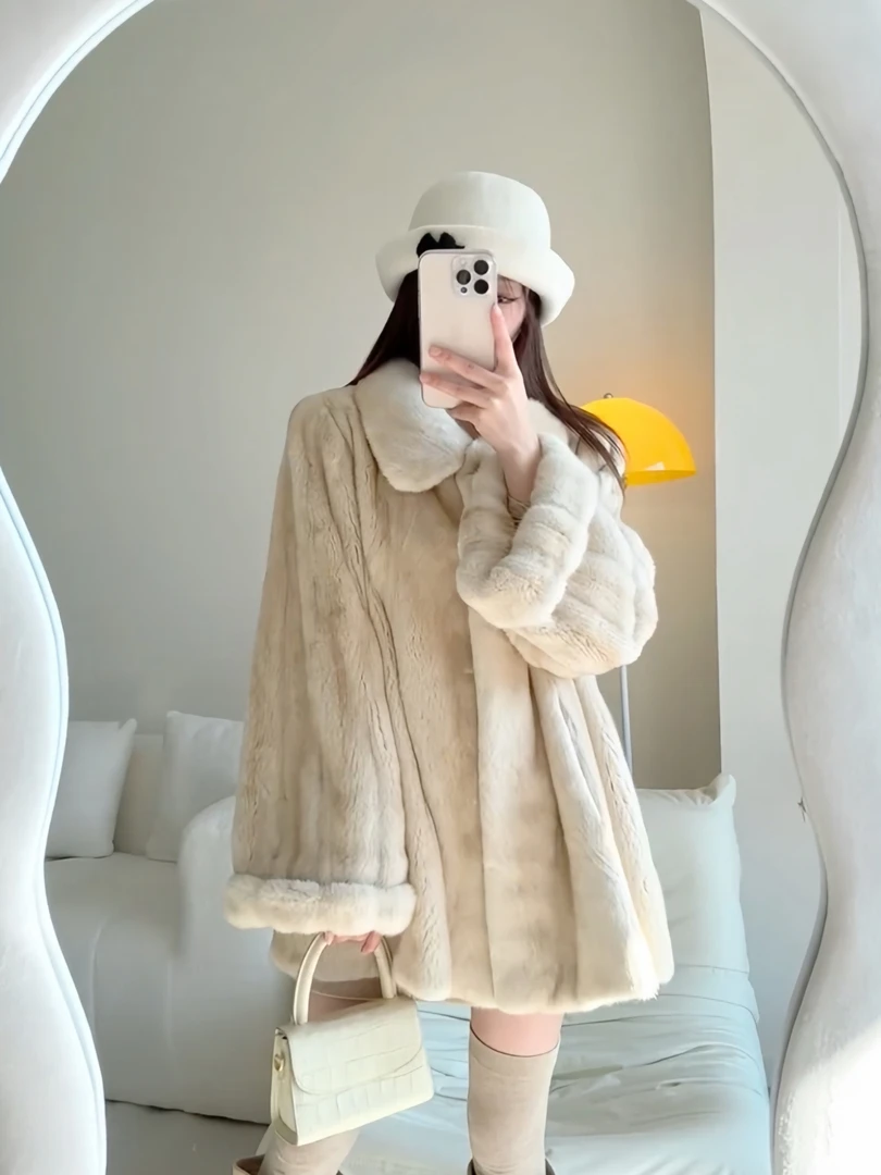 【武哥严选】在逃公主母貂全抽貂皮大衣女整貂翻领南瓜袖中长款外套