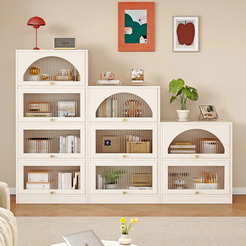 实木书柜带玻璃门落地防尘书柜置物柜2024款客厅展示柜家用电视柜