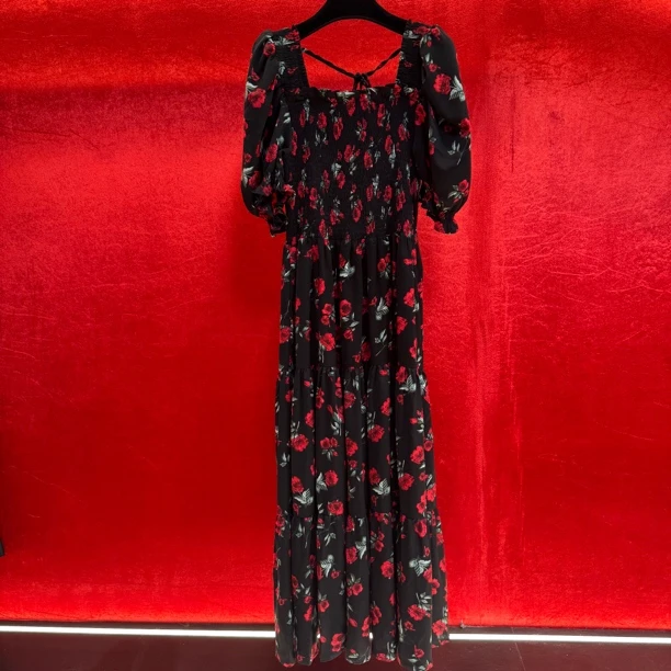 【DANDAN BRAND】024/025/深圳南油大码女装在逃公主红玫瑰花长裙