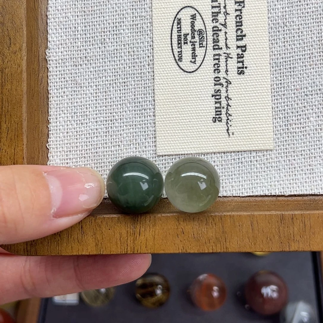 Z***e珠宝半成品水晶未镶嵌天然水晶绿兔毛单珠不打孔14+不退换