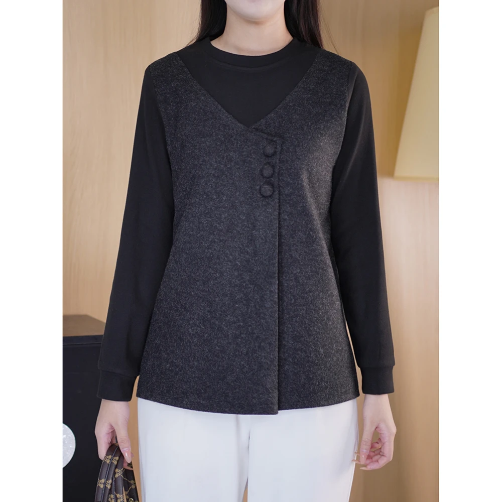 春季假两件卫衣内搭打底衫百搭气质上衣显瘦衣服微胖妹妹大码女装