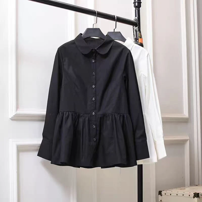 【日本单】春宽松显瘦设计感小众荷叶边百搭显瘦衬衫【D23】