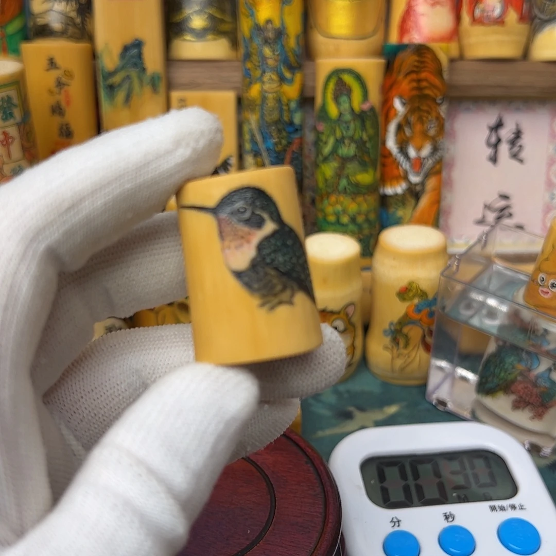 飝***襄竹类小鸟手绘实心竹