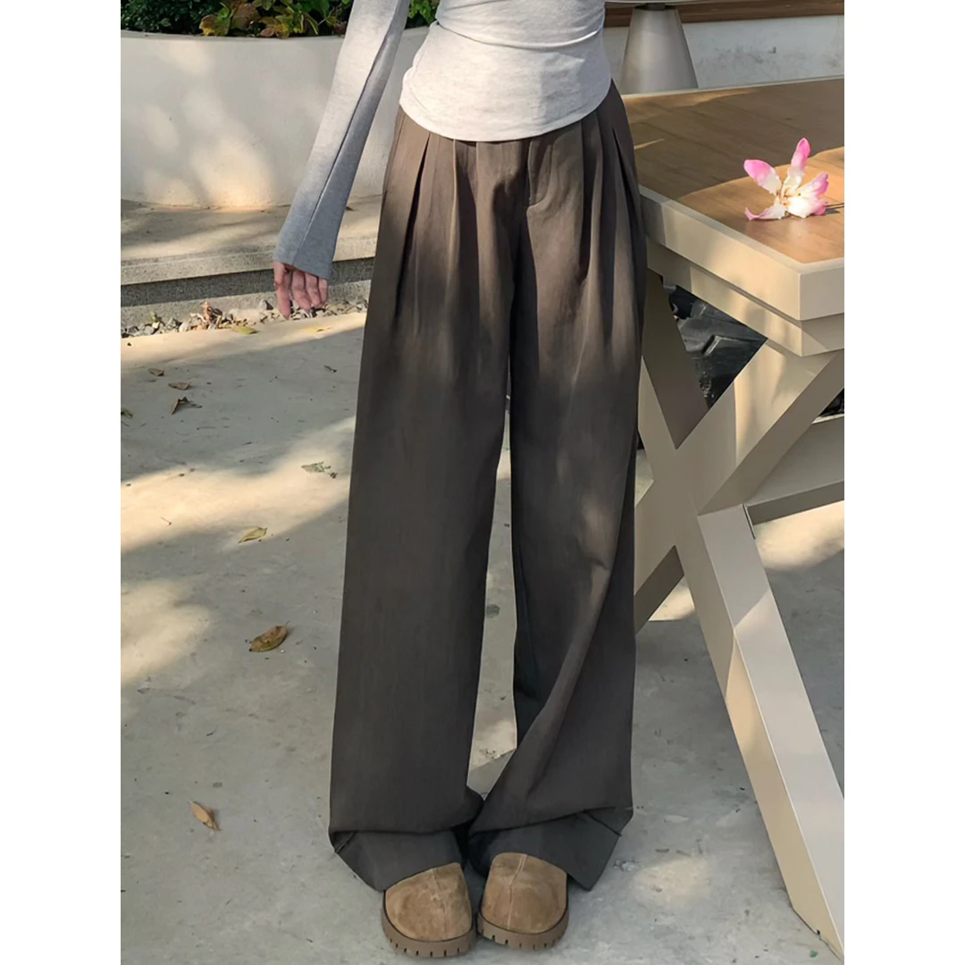 尔给春夏直筒休闲裤女高腰裤子宽松拖地裤百搭时尚阔腿裤显瘦