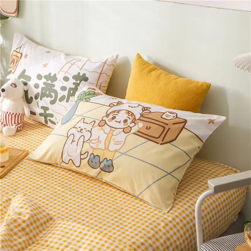 富士商店【枕套全棉】卡通小清新可爱加厚纯棉印花学生枕套元气满满