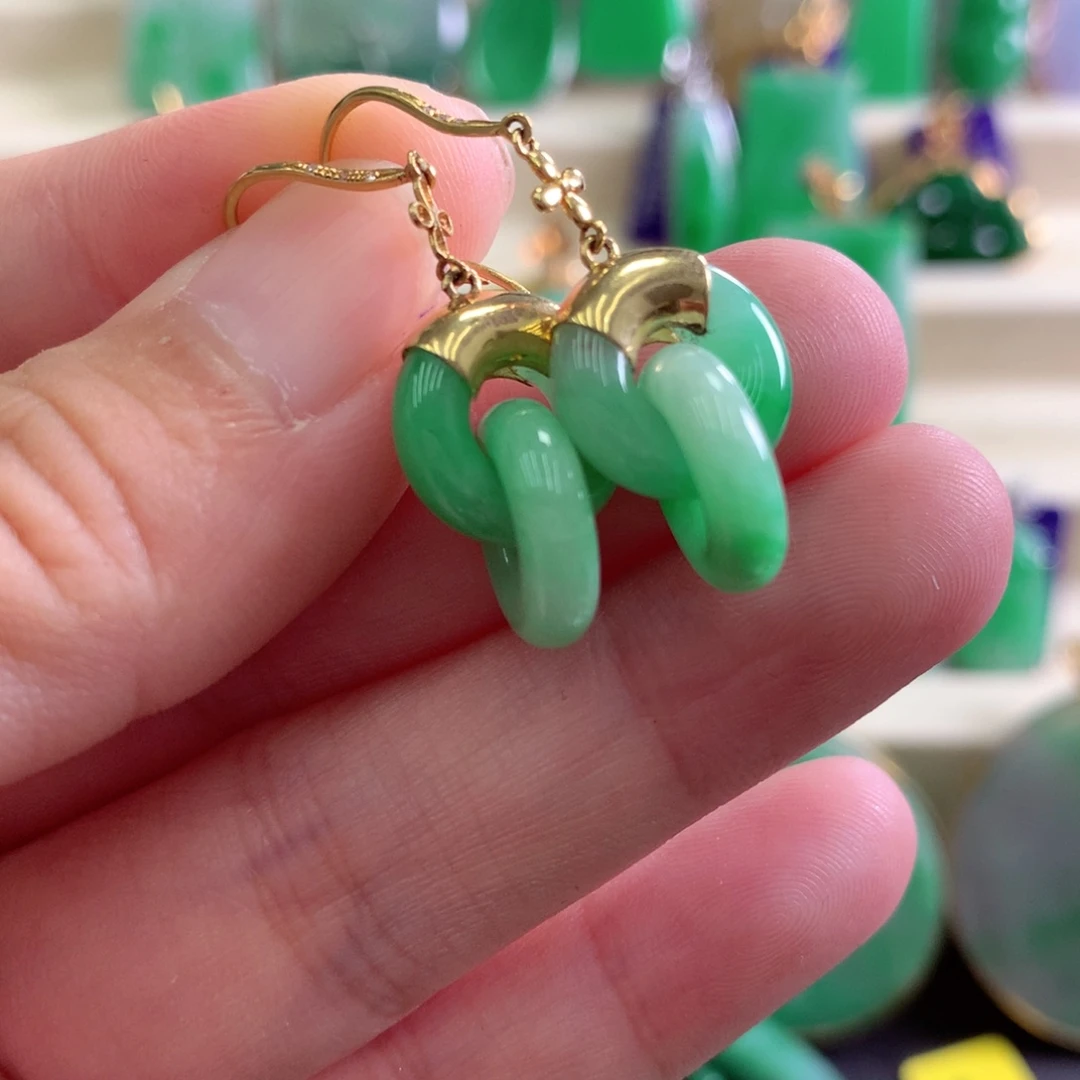 吊坠(不含链)18K金镶嵌翡翠