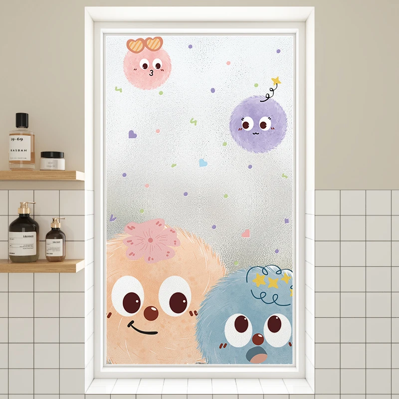 卡通浴室玻璃贴纸透光不透明磨砂窗户贴膜防走光防偷窥卫生间门贴