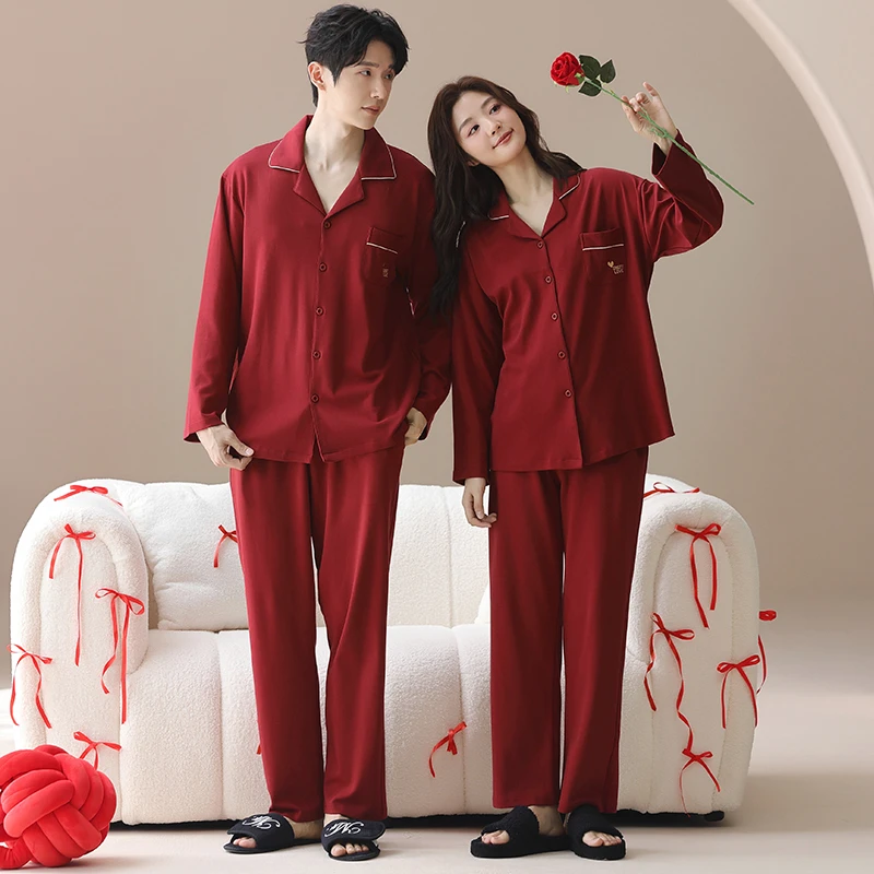 【新婚红色】大码拉架爽棉高克重新年喜庆红色情侣款KSF家居服