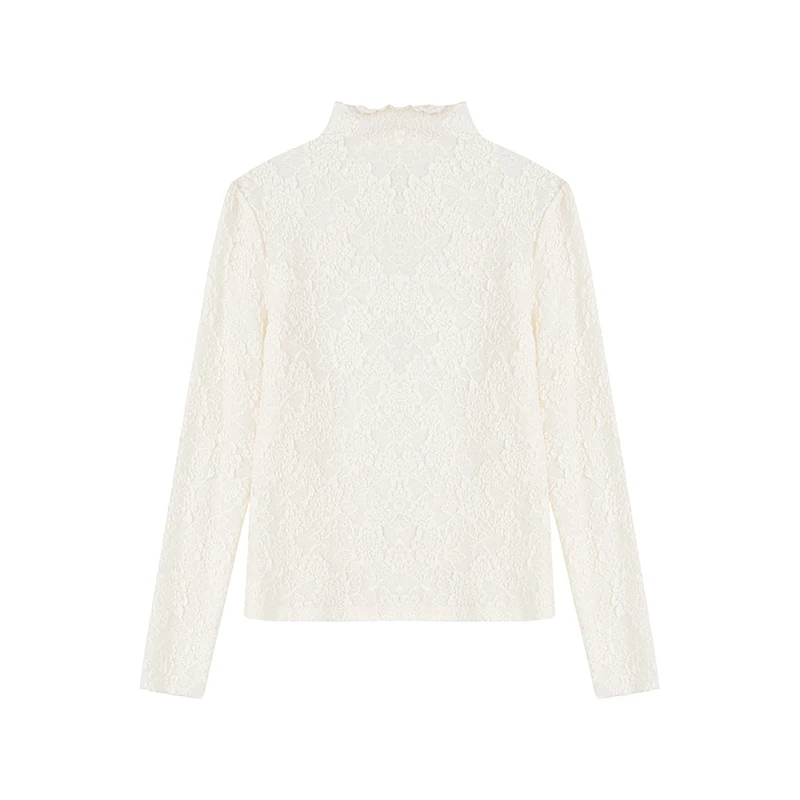 【籽言专属】立体花朵肌理感半高领上衣W5024