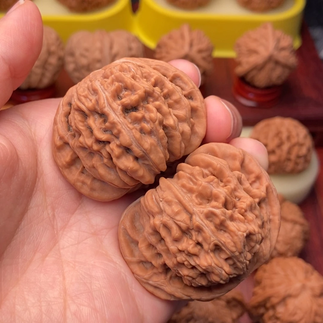 把件文玩核桃45老树红皮平谷四座楼