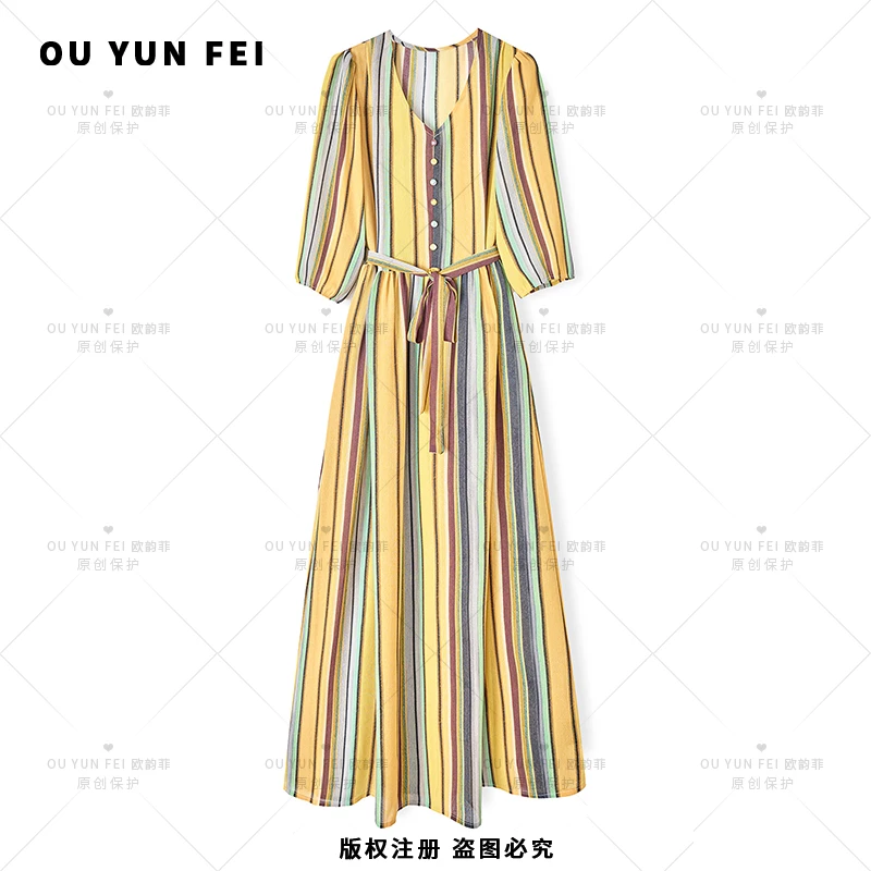 高级感连衣裙女新款气质显瘦穿搭时尚洋气印花长裙HY1530