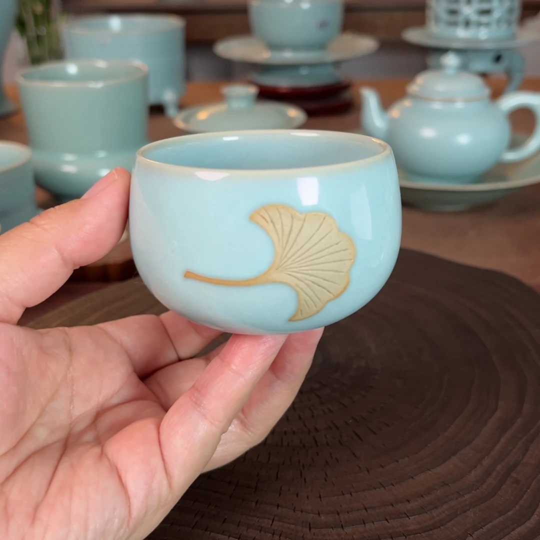 银杏叶原矿汝官窑作品