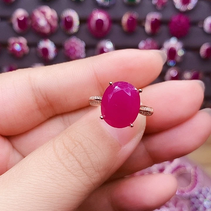 红宝石戒指银S925镶嵌