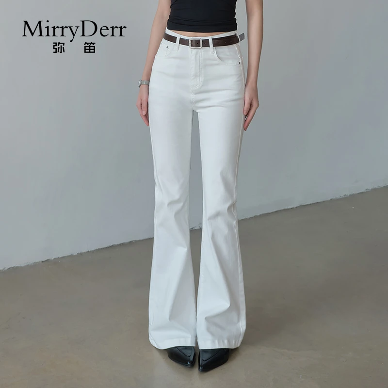 MirryDerr/弥笛高腰显瘦垂感牛仔裤女2025夏季新款时髦百搭喇叭裤