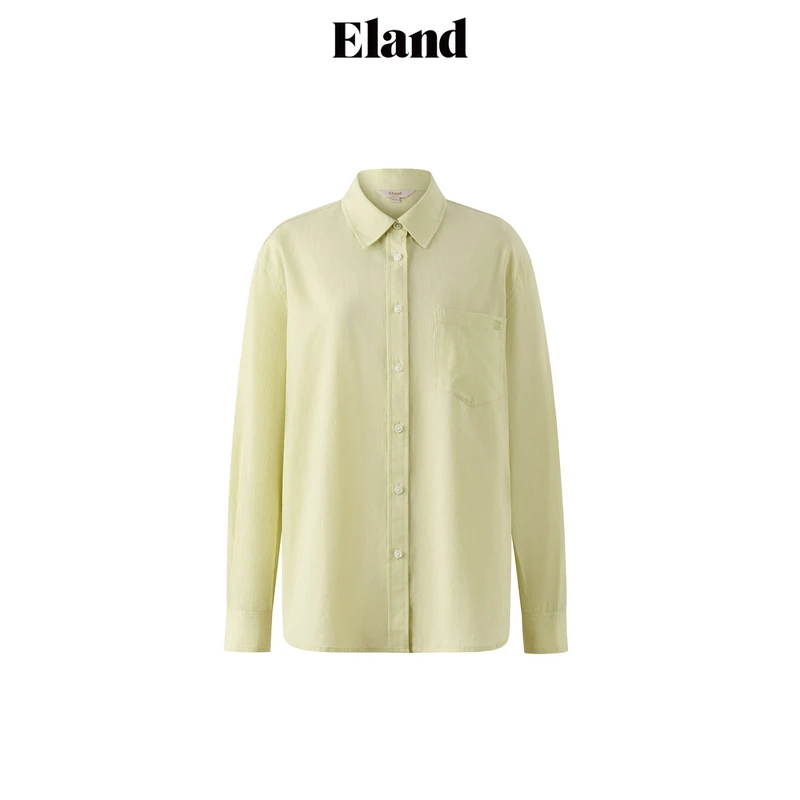 【亚麻】Eland衣恋休闲元气翻领长袖宽松格子衬衫女夏季EEBWF25T7A