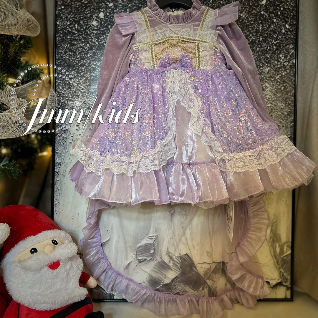 单品-紫礼服 C030女童秋冬公主裙加绒连衣裙洋气礼服裙子