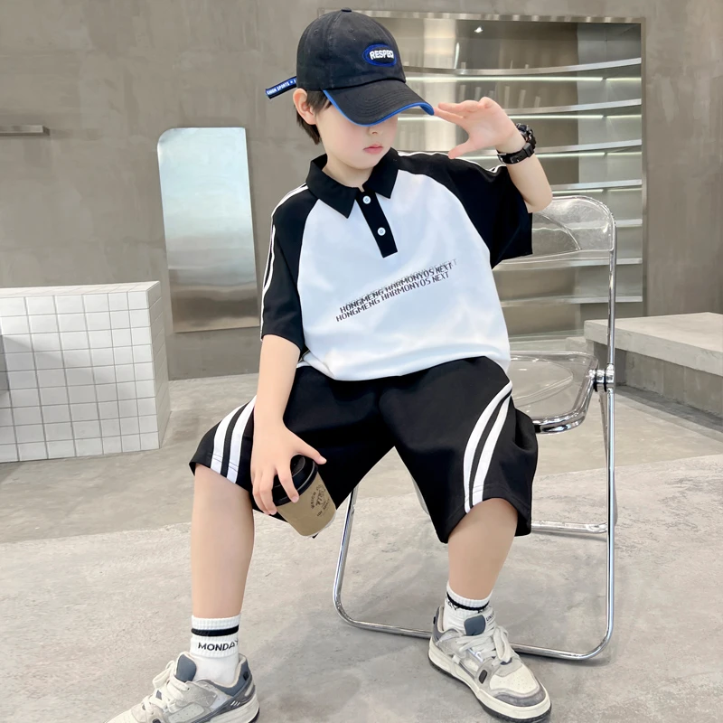 男童夏季POLO衫套装2025新款夏装中大童短袖运动儿童韩版两件套潮