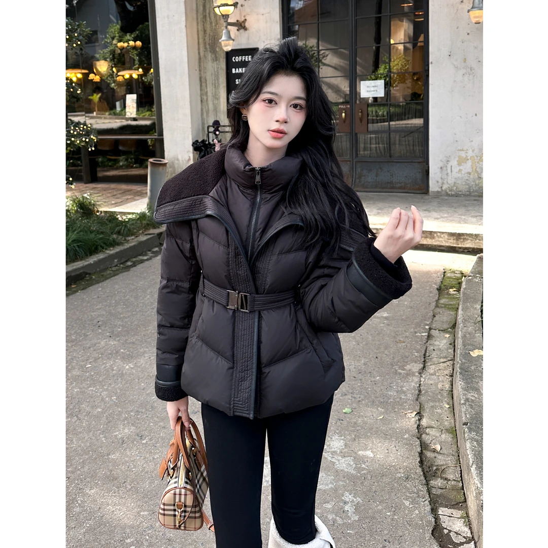 SE【银座午夜】羽绒服女冬90白鸭绒翻领羽绒服女冬高级感外套