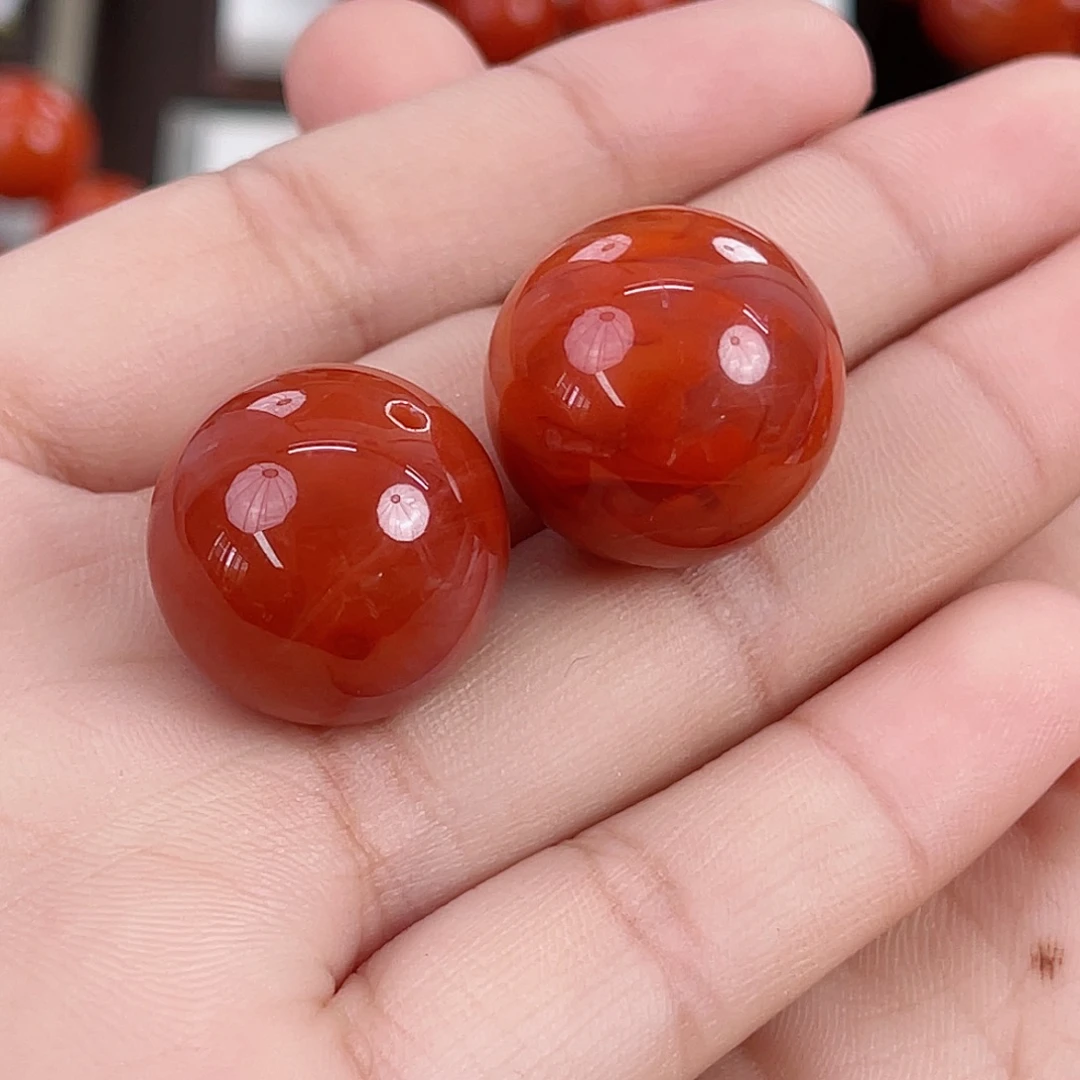 南红玛瑙未镶嵌瓦西柿子红火焰单珠20（多样式发其一）