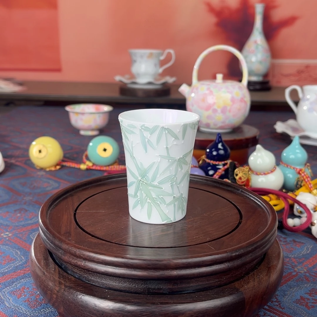 竹子手绘釉下彩品茗杯
