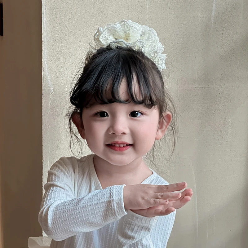 韩版儿童蕾丝大肠发圈小女孩丸子头发饰2025新款宝宝高级感头饰