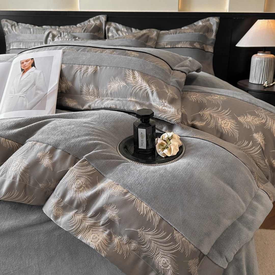 轻奢高级感牛奶绒四件套冬季加厚毛绒床单被套珊瑚绒保暖床上用品