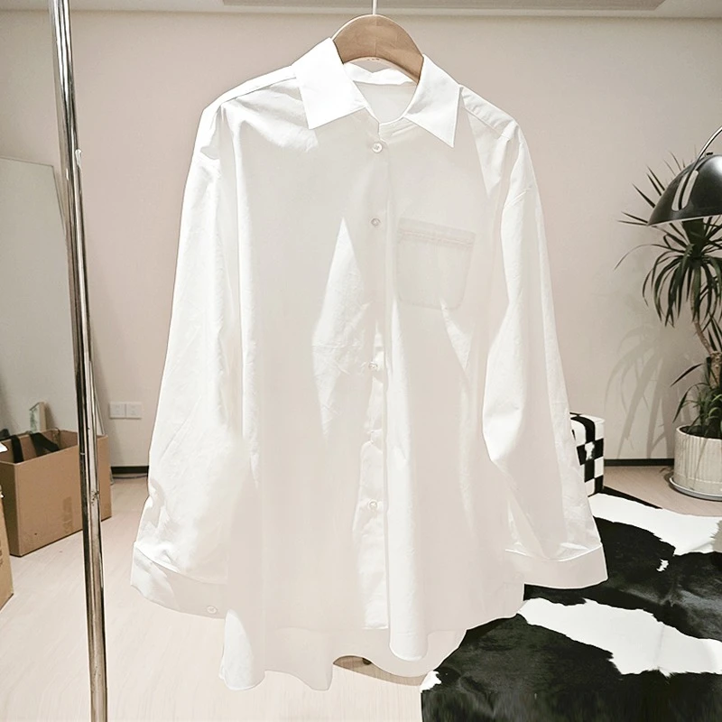 翻领宽松廓形口袋女士衬衫（232150）2396